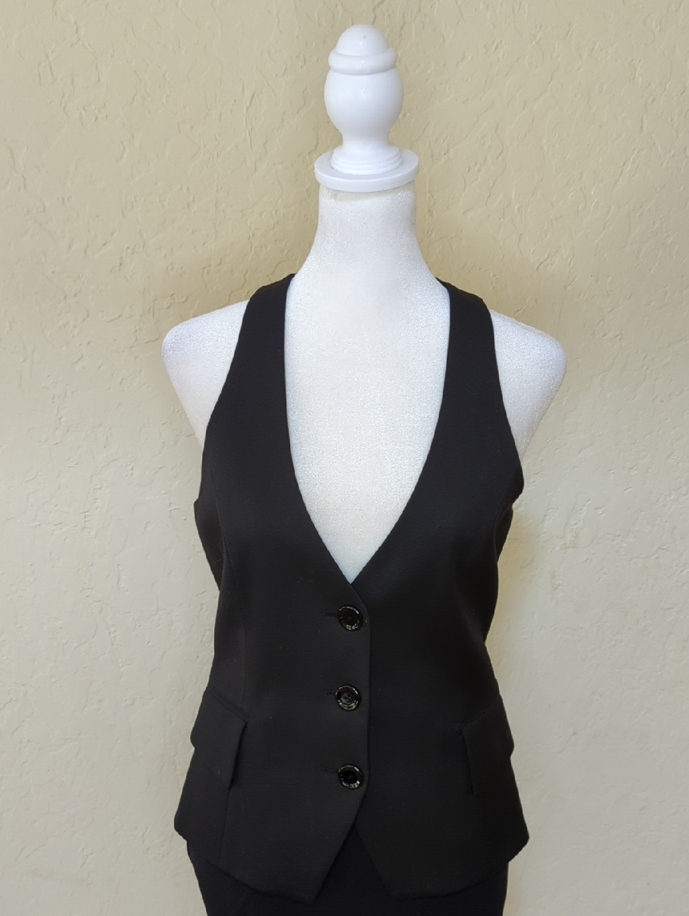 Guess by Marciano Black Sleeveless Wood Blend Leopard Print Lined Vest Size 6